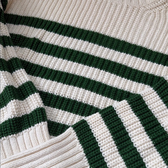 Madewell Striped Turtleneck Sweater - Cream and Green - Picture 2 of 4